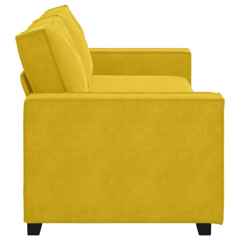 Sofa 3-osobowa, żółty, 220x78x84 cm, tapicerowana aksamitem