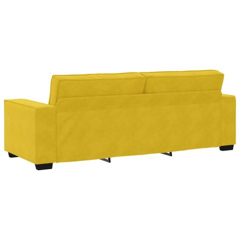 Sofa 3-osobowa, żółty, 220x78x84 cm, tapicerowana aksamitem