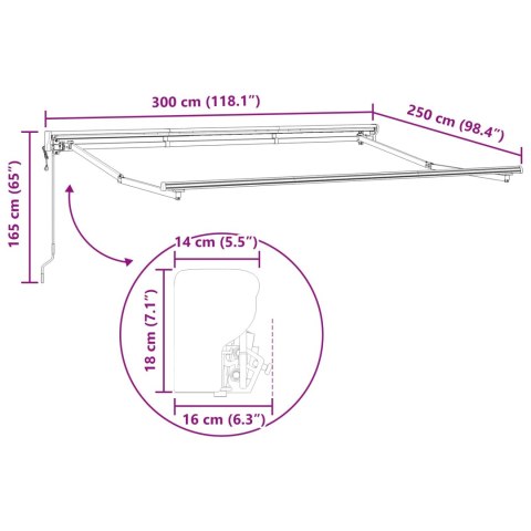 Elektryczna rama markizy składanej Biały 3 x 2,5 m Stal