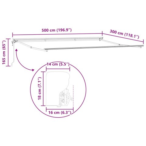 Elektryczna Rozkładana Markiza bordowy 5 x 3 m
