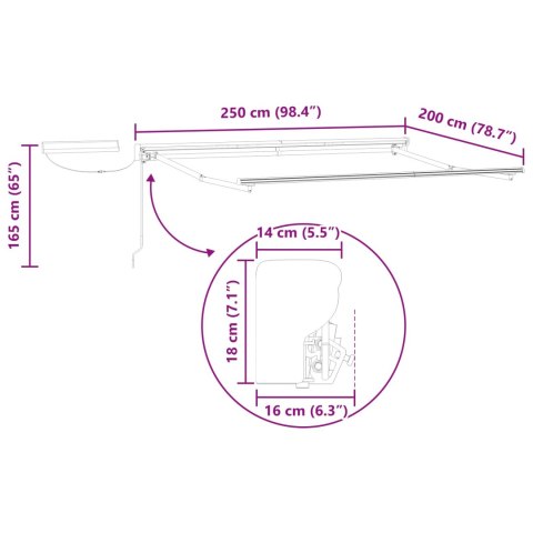 Elektryczna Rozkładana Markiza Brązowy 2,5 x 2 m