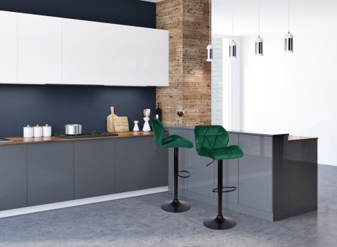Krzesło barowe GRAPPO BLACK zielone VELVET