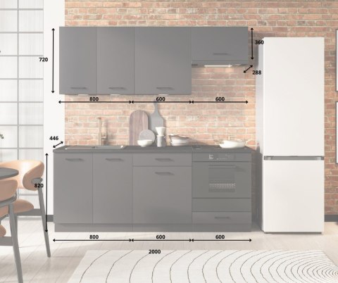 Zestaw mebli kuchennych Cosmo Design ANIKA grafit/grafit 2,0