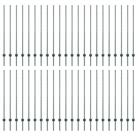 Słupek ogrodzeniowy. 44 pcs Zielony 180 cm Stal