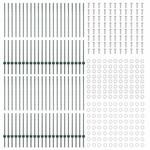 Słupek ogrodzeniowy. 44 pcs Zielony 180 cm Stal