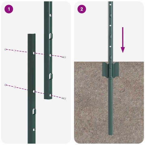 Słupek ogrodzeniowy. 44 pcs Zielony 180 cm Stal