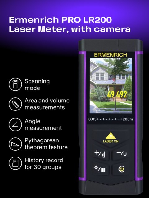 Miernik laserowy Ermenrich PRO LR200, z kamerą