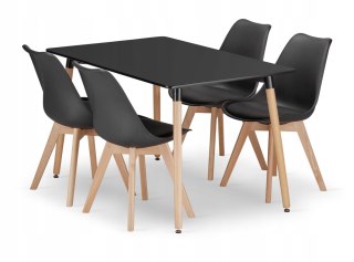 Zestaw stół prostokątny ADRIA 120x80cm czarny + 4 krzesła MARK czarne
