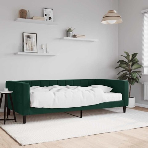 Sofa z materacem do spania, ciemnozielona, 100x200 cm, aksamit