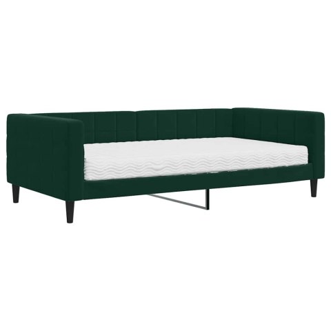 Sofa z materacem do spania, ciemnozielona, 100x200 cm, aksamit