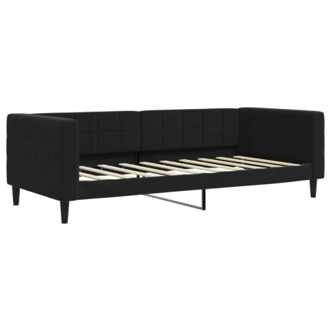 Sofa z materacem do spania, czarna, 90x190 cm, aksamit