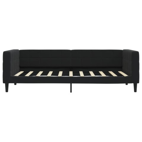 Sofa z materacem do spania, czarna, 90x190 cm, aksamit