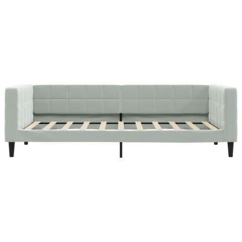 Sofa z materacem do spania, jasnoszara, 90x190 cm, aksamit
