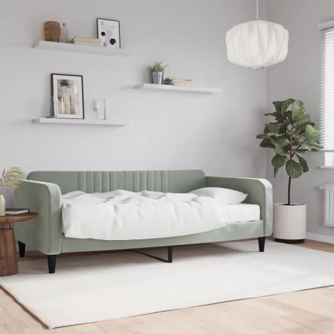 Sofa z materacem do spania, jasnoszara, 90x190 cm, aksamit