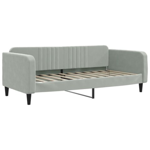 Sofa z materacem do spania, jasnoszara, 90x190 cm, aksamit