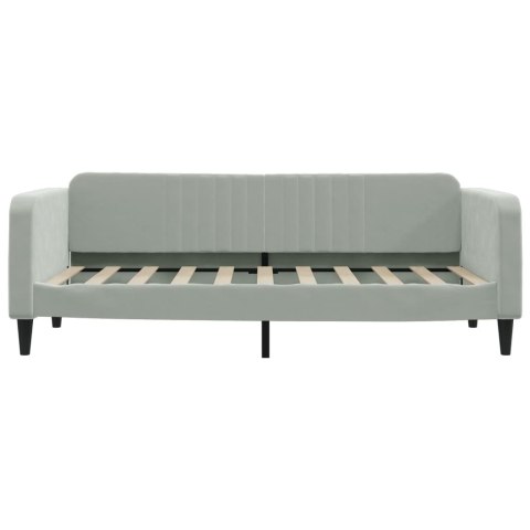 Sofa z materacem do spania, jasnoszara, 90x190 cm, aksamit
