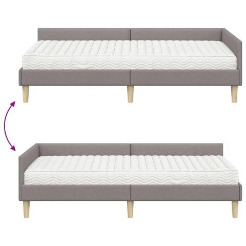 Rama Łóżka Narożnego z Materacem 2 pcs Ciemnoszary tkanina