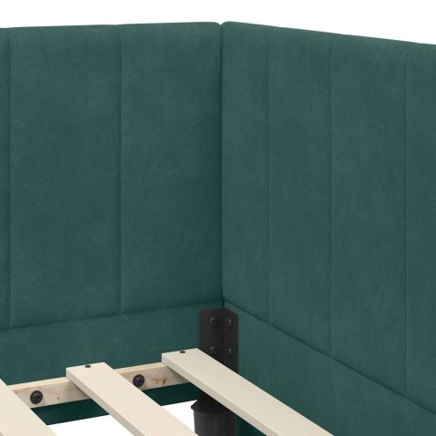 Rama Łóżka Narożnego z Materacem 2 pcs Zielony Aksamit