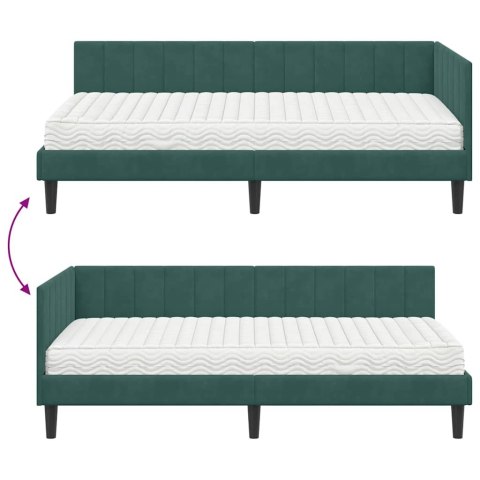 Rama Łóżka Narożnego z Materacem 2 pcs Zielony Aksamit