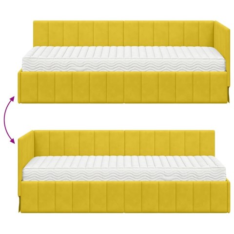 Rama Łóżka Narożnego z Materacem 2 pcs Żółty Aksamit