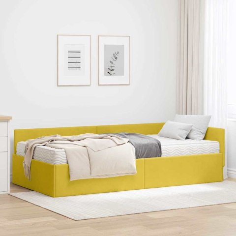 Rama Łóżka Narożnego z Materacem Inny 2 pcs Żółty Aksamit