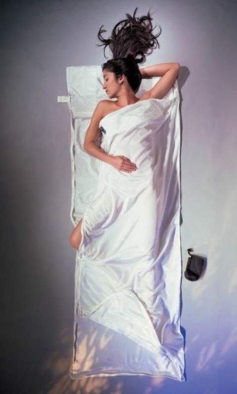 Wkładka do śpiwora z zamkniem dwukierunkowym Cocoon TravelSheet Coupler Silk/Cotton, natural