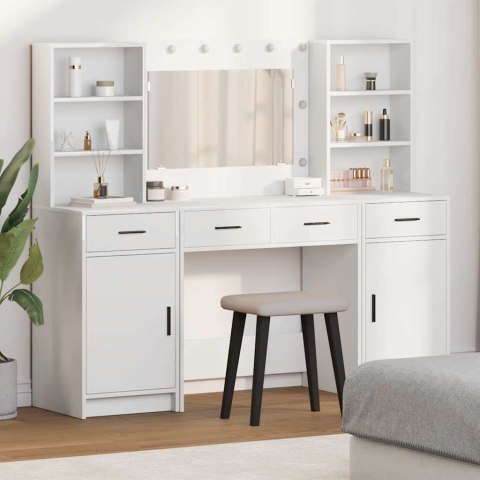 Zestaw toaletowy z LED 3 pcs Biały Materiał drewnopochodny