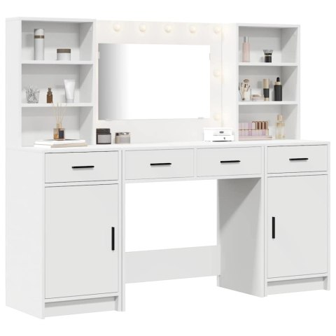 Zestaw toaletowy z LED 3 pcs Biały Materiał drewnopochodny