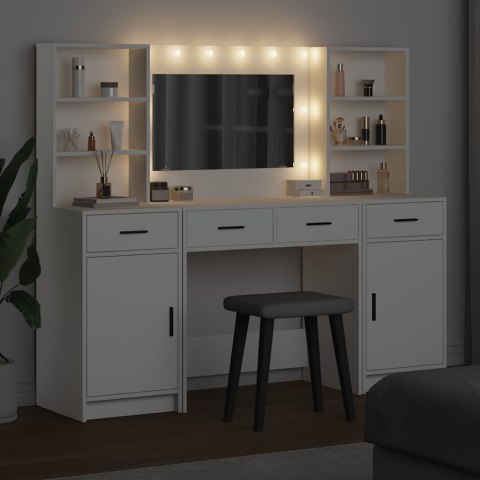 Zestaw toaletowy z LED 3 pcs Biały Materiał drewnopochodny