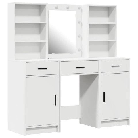 Zestaw toaletowy z LED 3 pcs Biały Materiał drewnopochodny