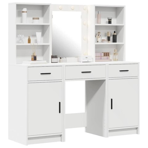 Zestaw toaletowy z LED 3 pcs Biały Materiał drewnopochodny