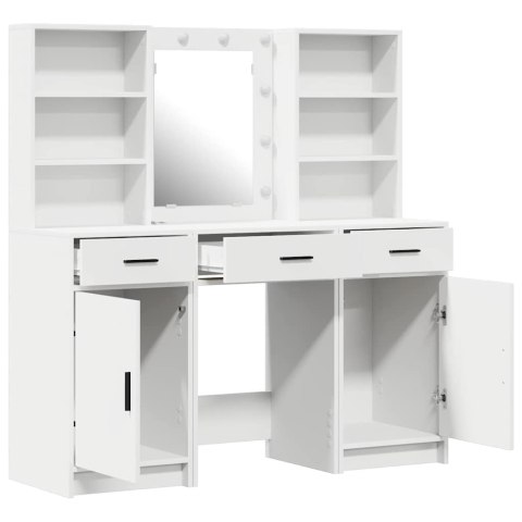 Zestaw toaletowy z LED 3 pcs Biały Materiał drewnopochodny
