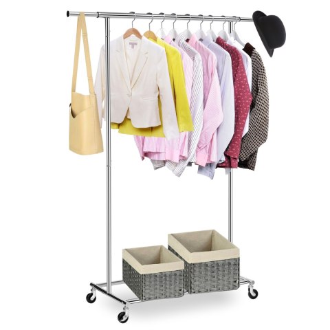 Wieszak stojący na kółkach TAHIR chrom