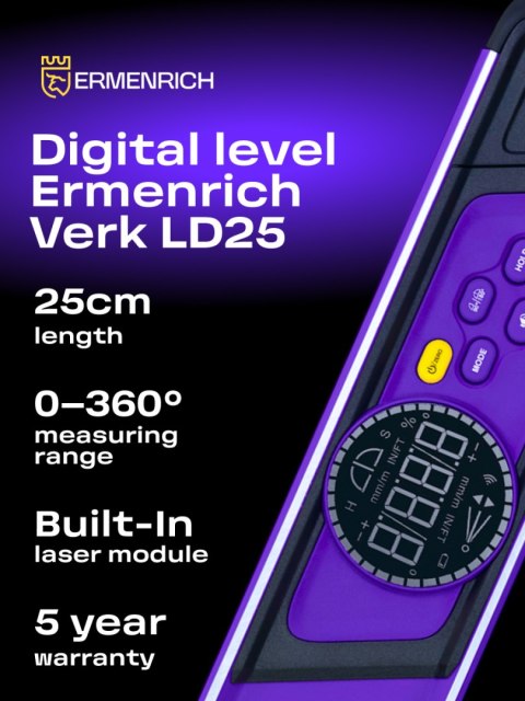 Poziomica cyfrowa Ermenrich Verk LD25 z laserem