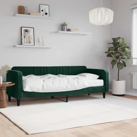 Sofa z materacem do spania, ciemnozielona, 80x200 cm, aksamit