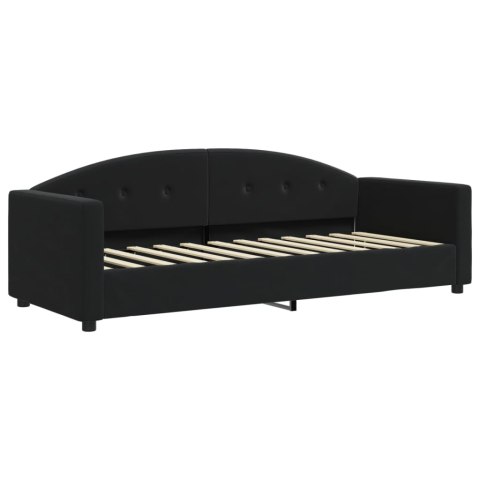 Sofa z materacem do spania, czarna, 80x200 cm, aksamit