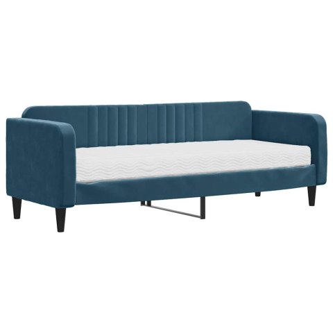 Sofa z materacem do spania, niebieska, 80x200 cm, aksamit