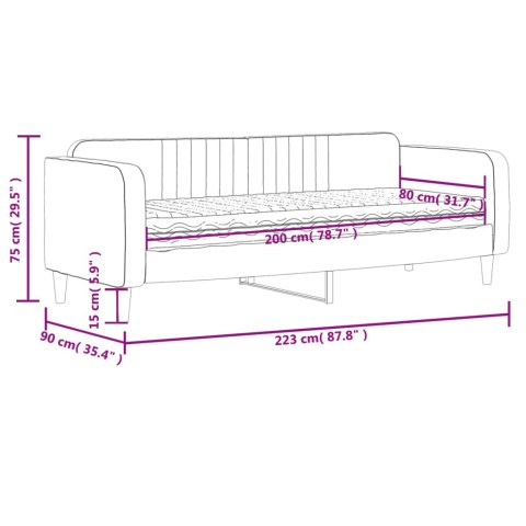 Sofa z materacem do spania, różowa, 80x200 cm, aksamit