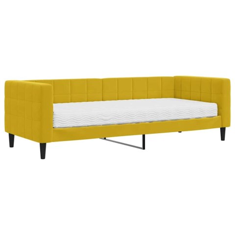 Sofa z materacem do spania, żółta, 80x200 cm, aksamit