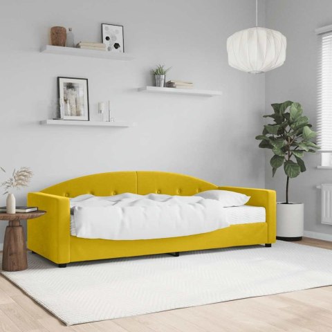 Sofa z materacem do spania, żółta, 80x200 cm, aksamit
