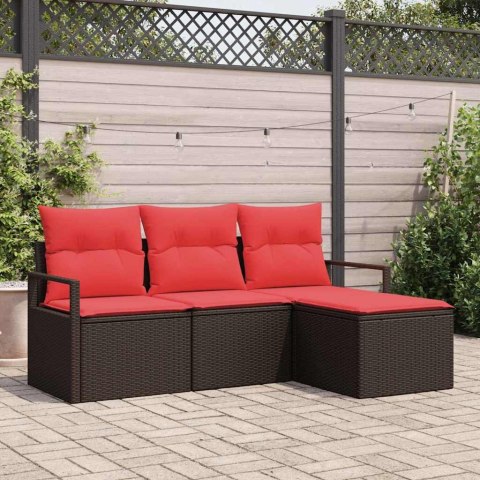 Zestaw Sof 4 pcs Brązowy polirattan