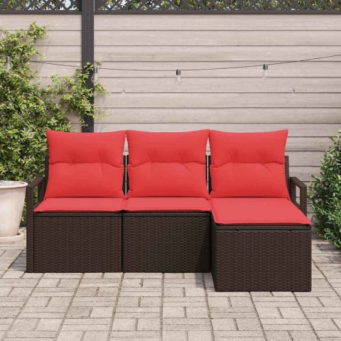 Zestaw Sof 4 pcs Brązowy polirattan