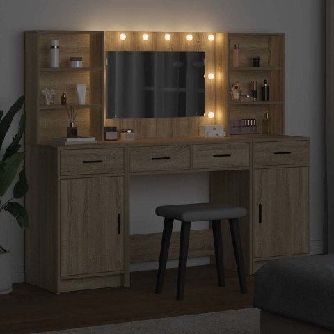 Zestaw toaletowy z LED 3 pcs Dąb Sonoma Materiał drewnopochodny