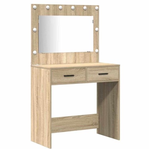 Zestaw toaletowy z LED 3 pcs Dąb Sonoma Materiał drewnopochodny