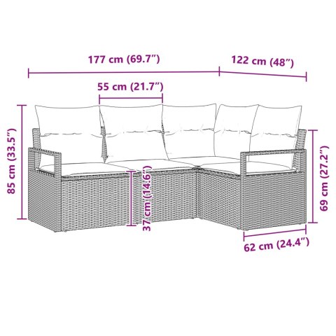 Zestaw Sof 4 pcs Brązowy polirattan