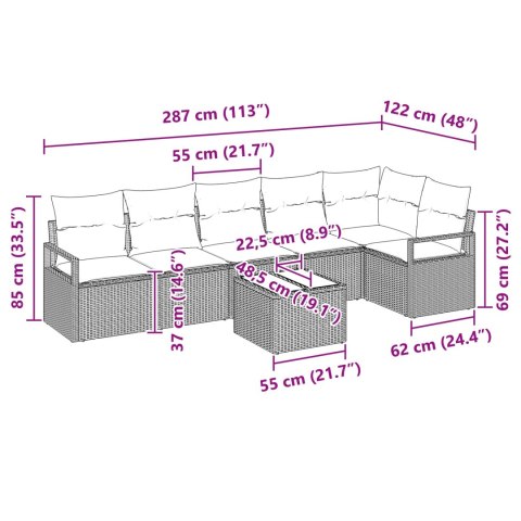 Zestaw Sof 7 pcs Czarny polirattan