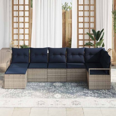 Zestaw Sof 7 pcs Szary polirattan