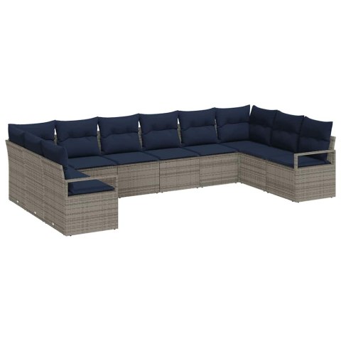 Zestaw Sof z poduszką 10 pcs Szary polirattan