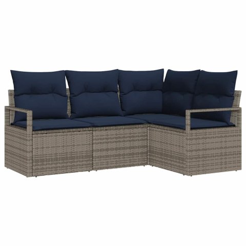 Zestaw Sof z poduszką 4 pcs Szary polirattan