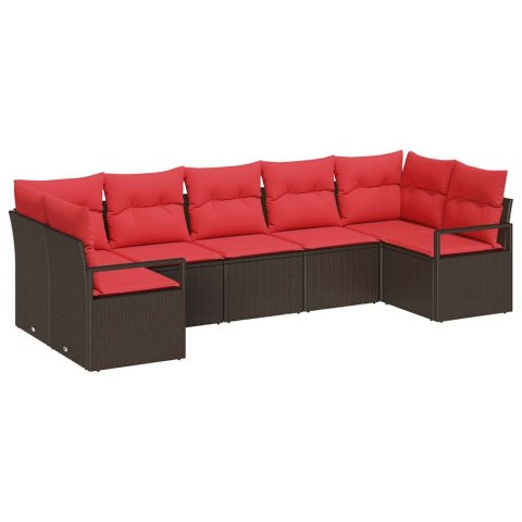 Zestaw Sof z poduszką 7 pcs Brązowy polirattan